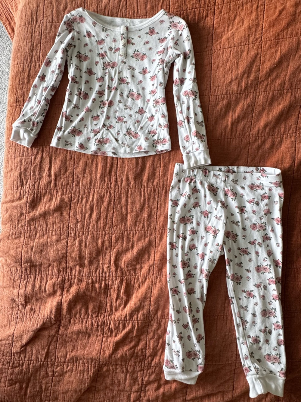 The Children's Place White Floral Long-Sleeve Pajama Set - Pink Flower Print